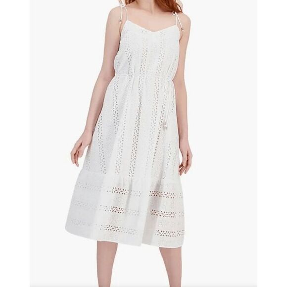 NWT TAHARI Women's 100% Cotton Lace Sundress Midi Dress L - Picture 1 of 12
